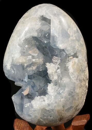 Crystal Filled Celestine (Celestite) Egg - Blue Crystal Geode #41719